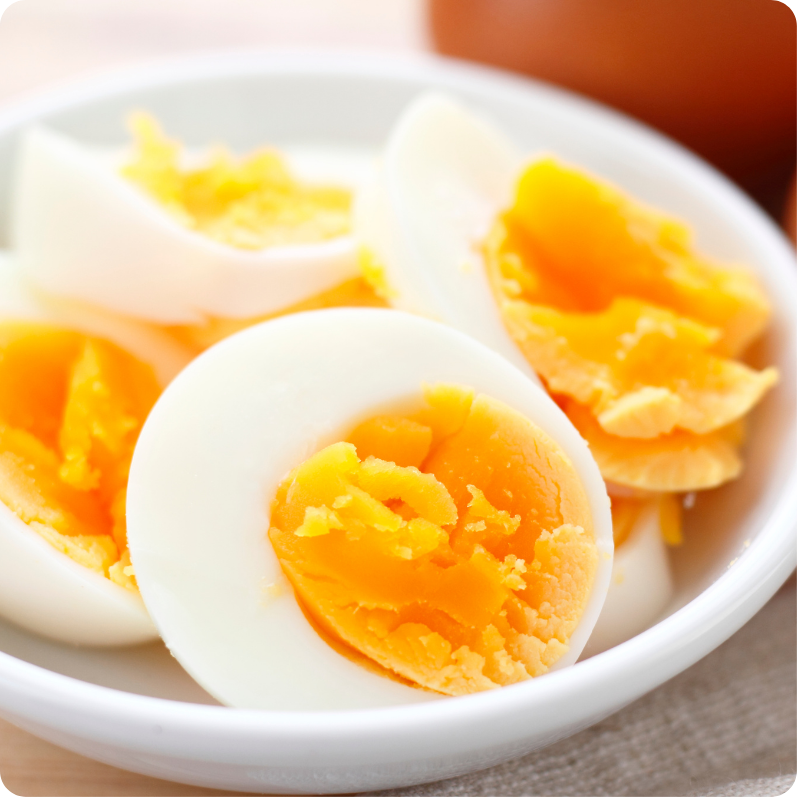 hard boiled eggs cut in half