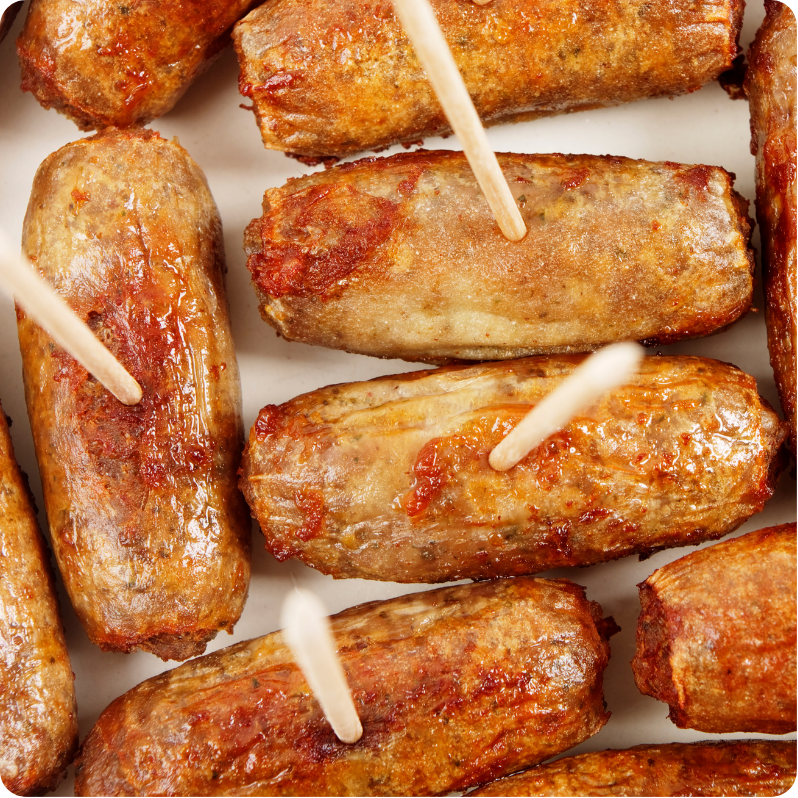 mini sausages on sticks