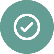 White checkmark inside a circle on a dark green circular background, symbolizing approval, completion, or confirmation.