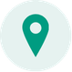 Light teal circle containing a dark teal map pin icon for location.